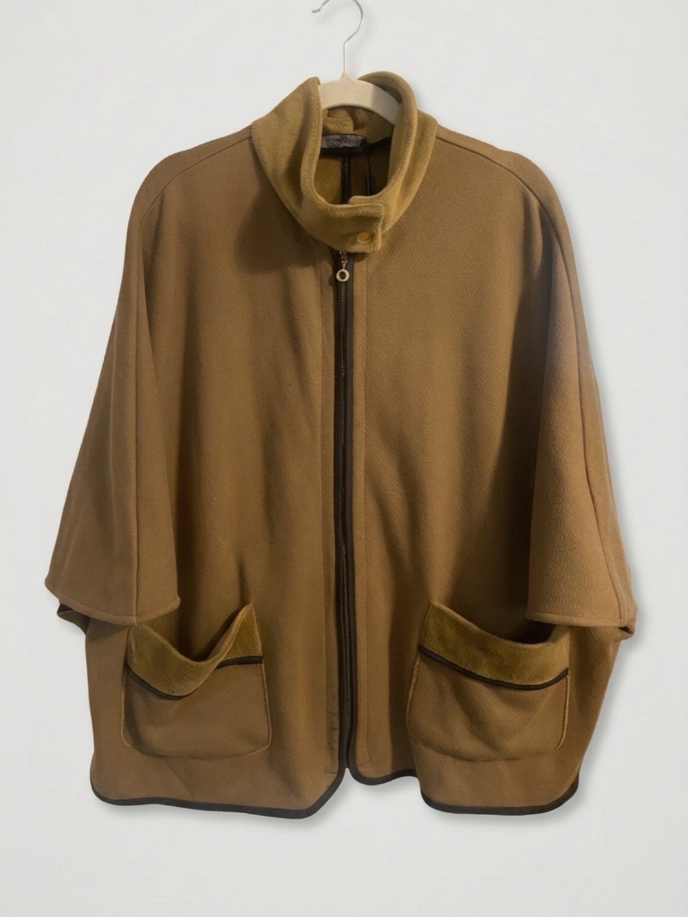 Cape with Contrast Trim and Stand Collar